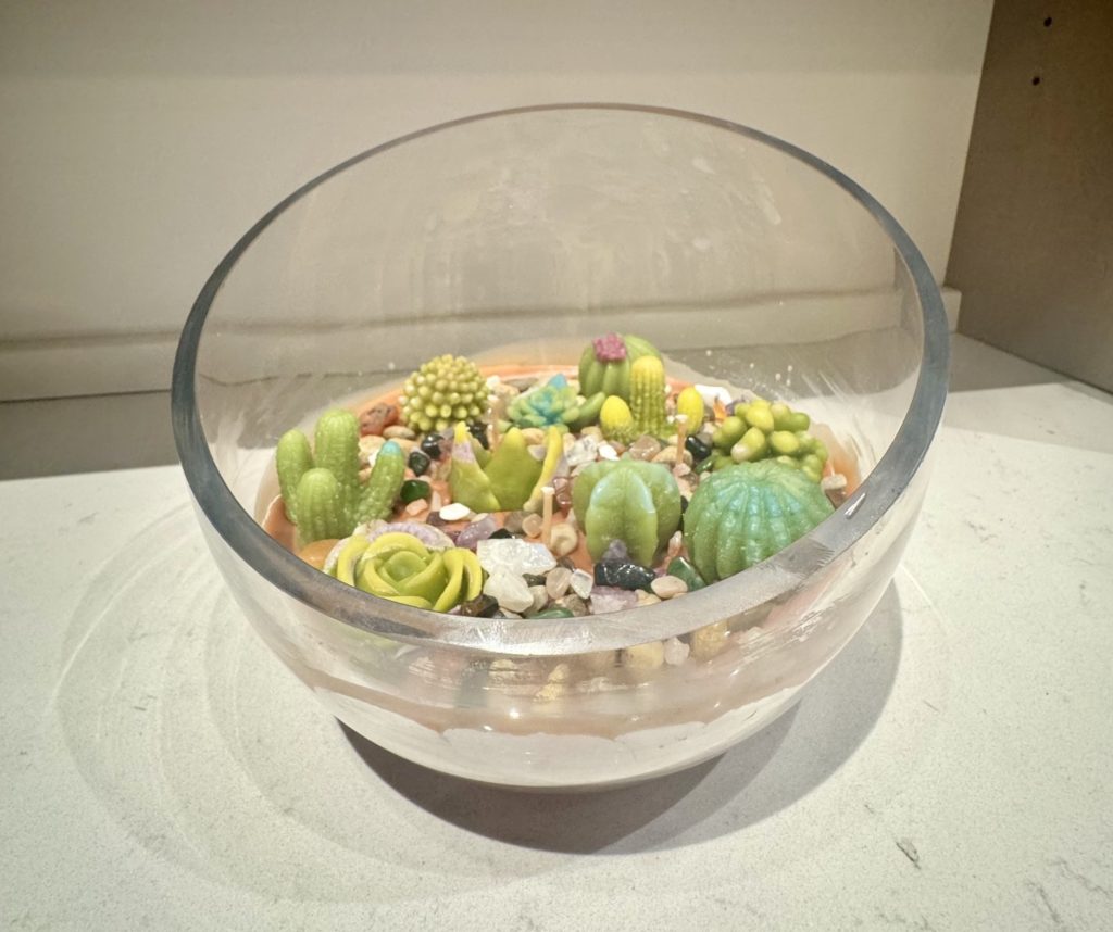 Succulent Terrarium Candle of the Month for March provided by Cork and Candles