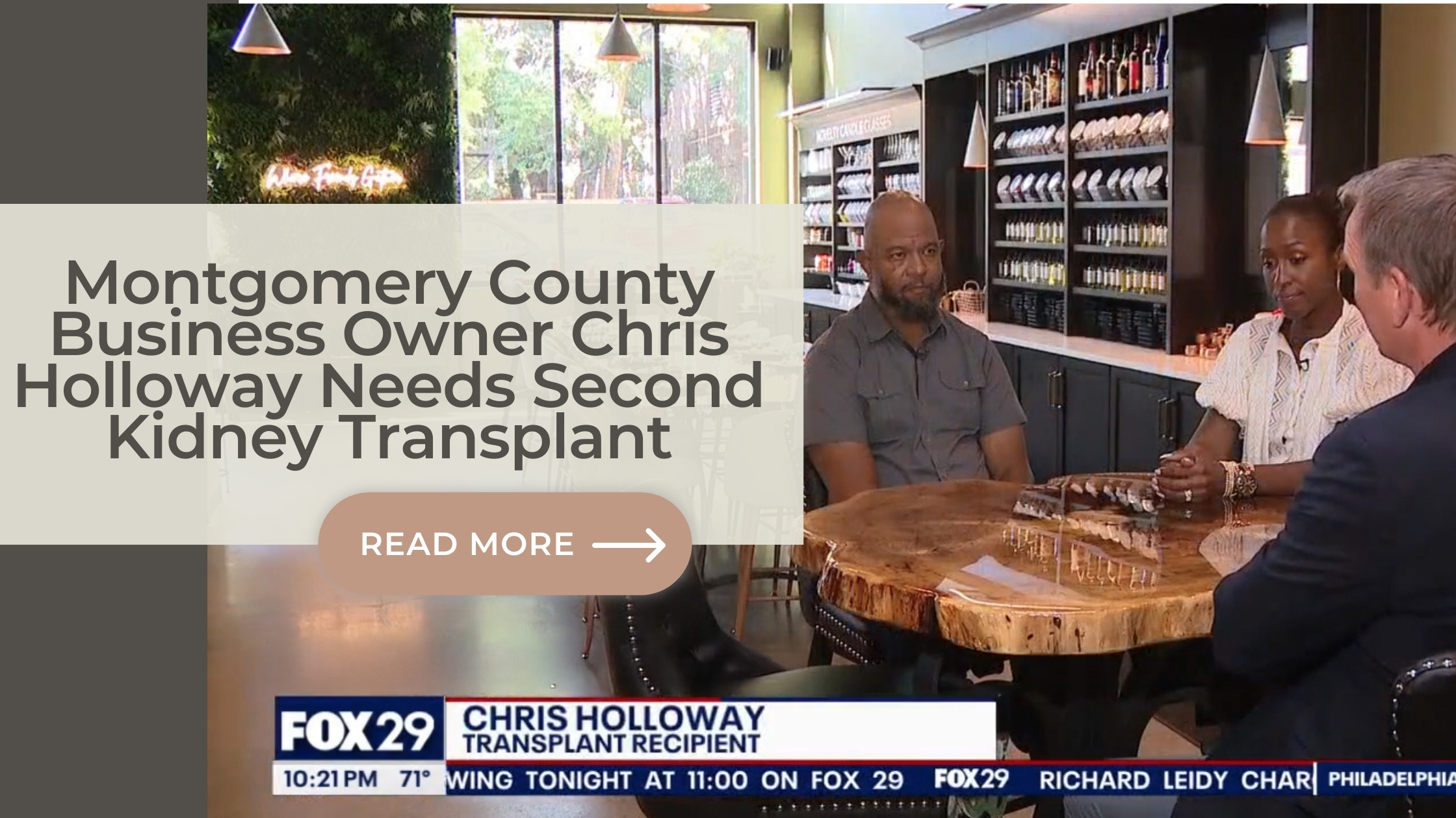Featured image for “Montgomery County Business Owner Chris Holloway Needs Second Kidney Transplant”