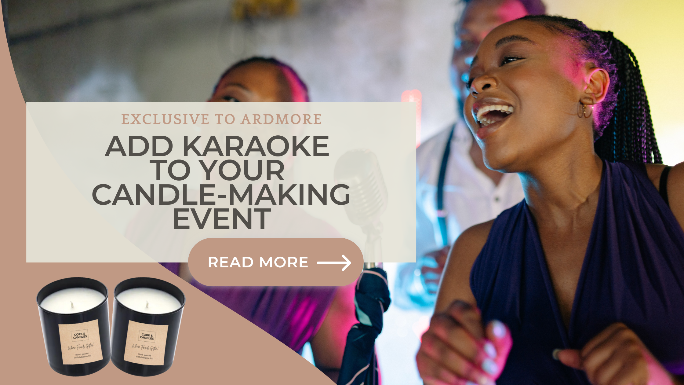 Featured image for “New at Cork & Candles Ardmore: Add Karaoke to Your Group Experience ”